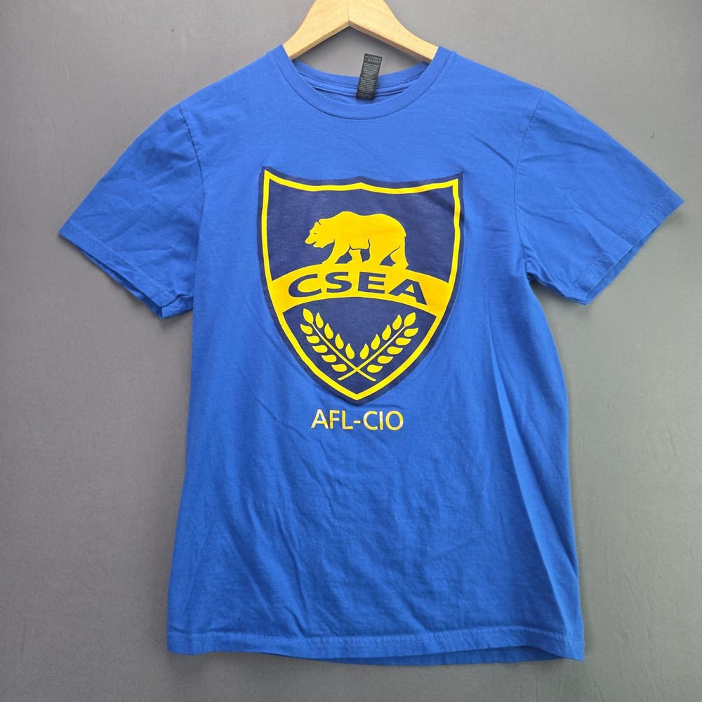 Gildan CSEA AFL-CIO T Shirt Small Blue Graphic California Bear Union Tee S